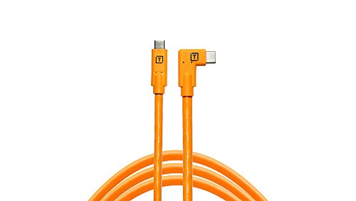 Tether Tools TetherPro USB-C auf USB-C rechtwinkliges Kabel | für Stromlieferung, schnelle Übertragung und Verbindung zwischen Kamera und Computer | hohe Sichtbarkeit orange | 15 Fuß (4,6 m)