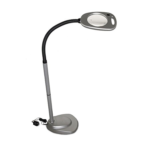Mighty Bright LED Floor Light And Magnifier-Gray And Black