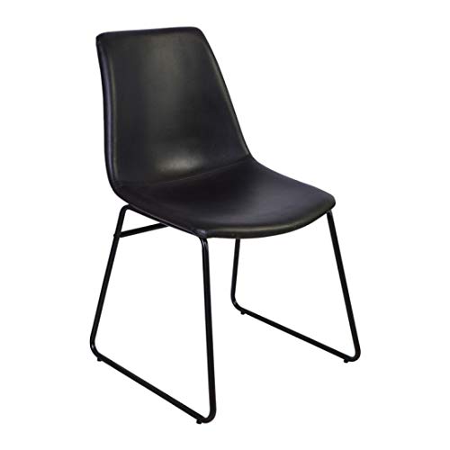 Zons Cholo-Stühle, Polyurethan, Metall, Schwarz, breit, 4 Stück