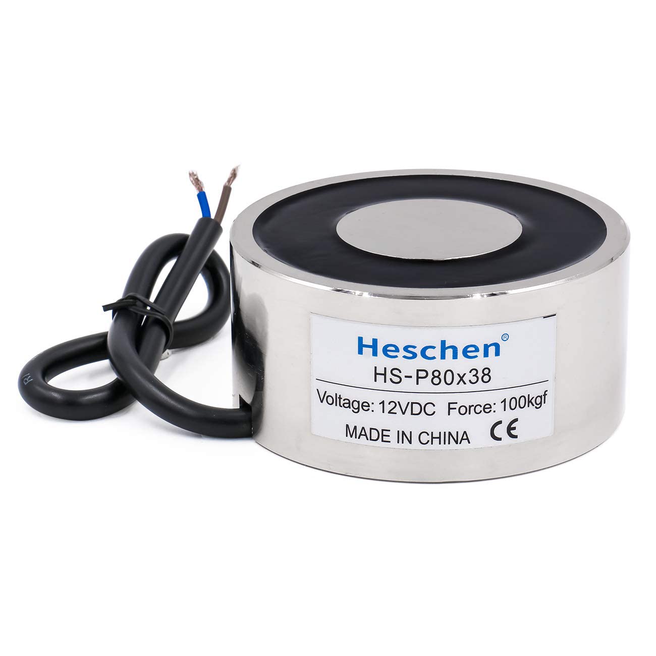 Heschen Elektromagneten Magnet Magnetventil HS-P80/38, OD: 80 mm, DC 12 V, 100 kg/220 lb