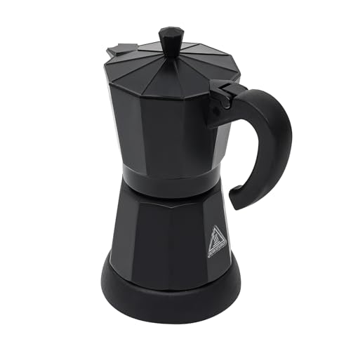 Kanbihao 300 ml Espressomaschine, Alu Kaffeemaschine Moka Kanne Elektrischer, Espresso-Kocher mit separatem Boden, für 6 Espressotassen Aluminium, schwarz, EU-Stecker, 23x18x10cm