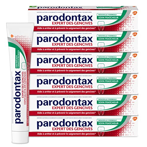Parodontax Zahnpasta für Frische, stoppt und verhindert Zahnfleischbluten, verbesserter Geschmack, 6 x 75 ml