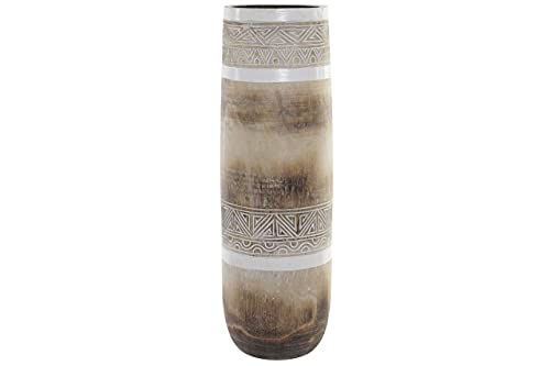 DT JR-161237 Vase Albasia, geschnitzt, Natur, 25 x 25 x 77,5 x 25 cm
