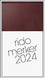 rido/idé Tageskalender Modell Merker 2024 1 Seite = 1 Tag Blattgröße 10,8 x 20,1 cm dunkelrot