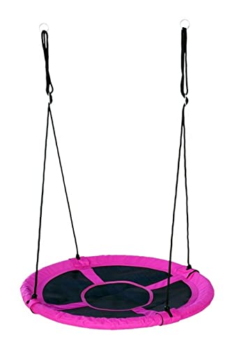 Izzy Nest Schaukel Outdoor, Textilene PE-Kunststoff, Wetterfest, Weiches Nest, Mehrkinderschaukel bis zu 150kg -Pink 110Dx110Bx180Hcm