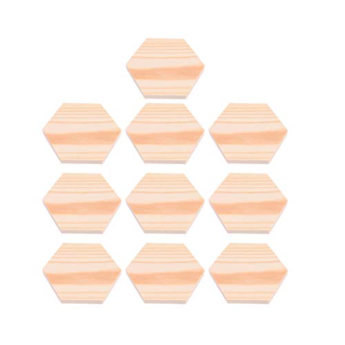 Supvox 10 Stücke Holz Hexagon Formen Unfertigen Holz Ausschnitt Formen Scheiben Leere Holzverzierungen für Handwerk Malerei Scrapbooking Größe 4