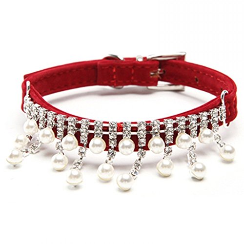 DELE Pet Hundehalsband Bling Kristall & Pearl Halskette