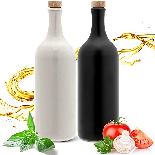 Kaminfix Essig & Öl Spender - Flasche mit Ausgießer, 2er Geschenkset für Feinschmecker handgefertigt und einzigartig im Design Made in Germany authentisch chic und zeitlos (2x 750ml, schwarz/weiß)