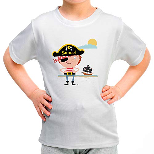 Piraten Kinder T-Shirt Personalisiert mit Name/Text. Personalisierte Kindergeschenke. Verschiedene Designs. 100% Baumwolle. Piraten