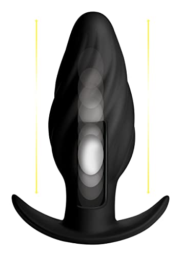 XR Brands 7X Swirled Thumping Anal Plug - Black, 250 g