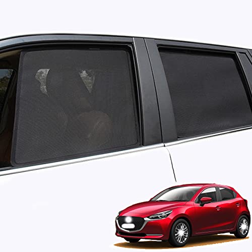 Sonnenschutz Auto, für Mazda 2 Hatchback Demio DJ 2014-2020 Sonnenblende, Blendschutz und UV-Strahlenschutz, Biegbarer Schaft Faltbar für Seiten- und Heckscheibe, 5er-Pack, Schwarz