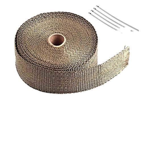 VaizA Hitzeschutzband 5 m/Rolle Motorrad-Auspuff-Thermoband-Header Heat Wrap Manifold Isolierbänder Beständige Fiberglas-Heat Wrap + 4 Ties Kit Auspuff Dichtband (Color : Brown)