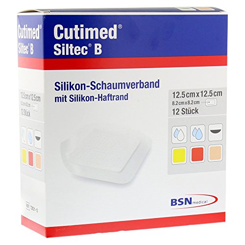 Cutimed Siltec B Schaumverband 12,5x12,5 cm mit Haftrand, 12