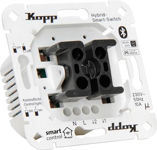 Kopp Smart-Control Hybrid-Smart Switch zur Rollladen-, Jalousien- u. Markisensteuerung mit Wippenaufnahme für Kopp & versch. Schalterhersteller, Amazon Alexa, Apple Home Kit, Google Home, 833304018