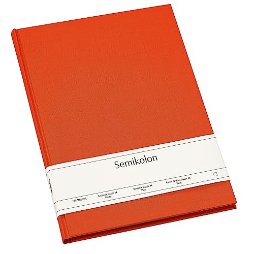 Semikolon 351243 - Notizbuch Classic A4 blanko - 176 Seiten, cremeweißes Papier – Lesezeichen – orange orange