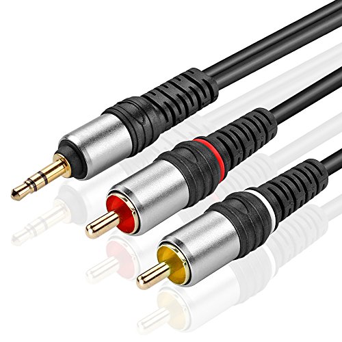 TNP 3,5 mm Klinke auf Cinch Kabel, Cinch Kabel - 10m, 3,5mm Klinkenstecker auf 2x Cinch-Stecker, AUX Chinch Kabel, bidirektionales Audiokabel für Kopfhörer, AV-Audiogeräte/RCA-Stereo System, schwarz