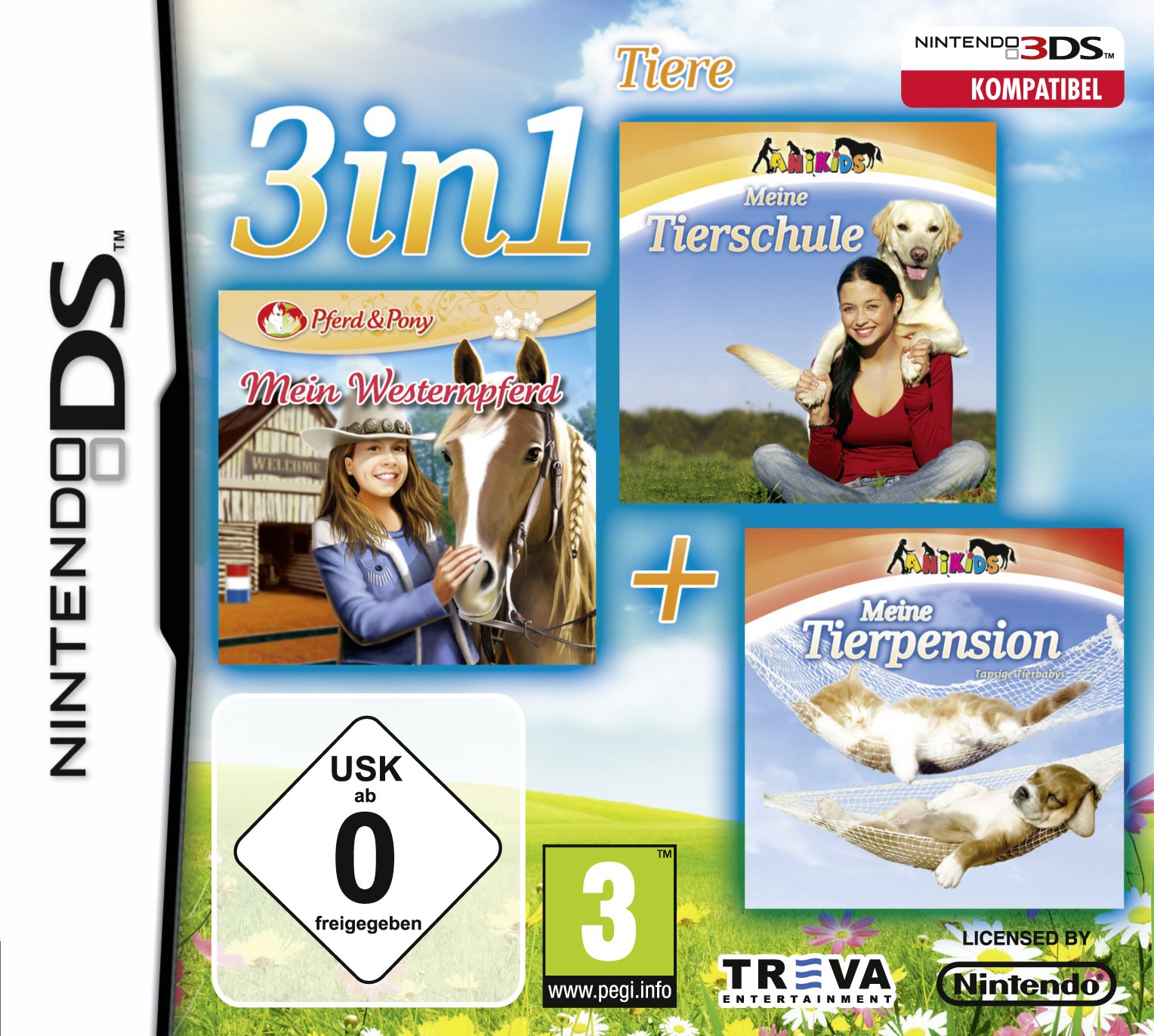 3 in 1: Meine Tierschule + Mein Westernpferd + Meine Tierpension - Tapsige Tierbabys - [Nintendo DS]