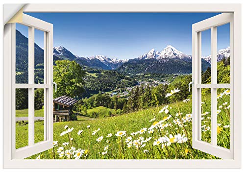 Artland Qualitätsbilder I Wandtattoo Wandsticker Wandaufkleber 130 x 90 cm Landschaften Berge Foto Grün B8CW Fensterblick Bayerische Alpen