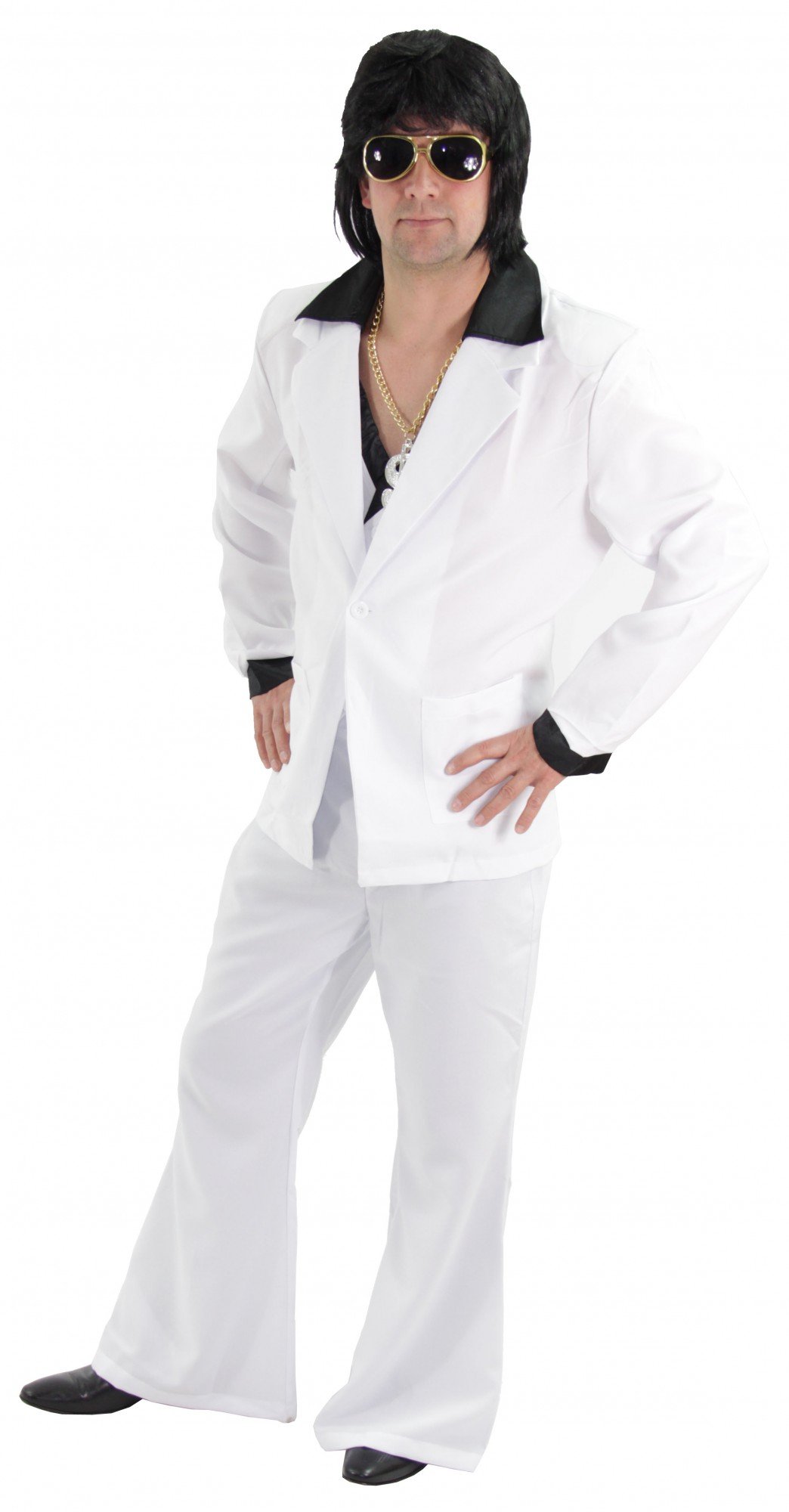 Foxxeo weißer 80er Jahre Disco Anzug 80s Kostüm für Herren Fasching Karneval Motto-Party Größe XXL