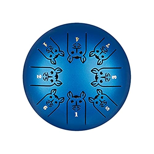Ftchoice Steel Tongue Drum 8 Tone 5 Inch Handpan Drums Percussion Instrument with Gig Bag Music Book Mallets Horse-dark blue