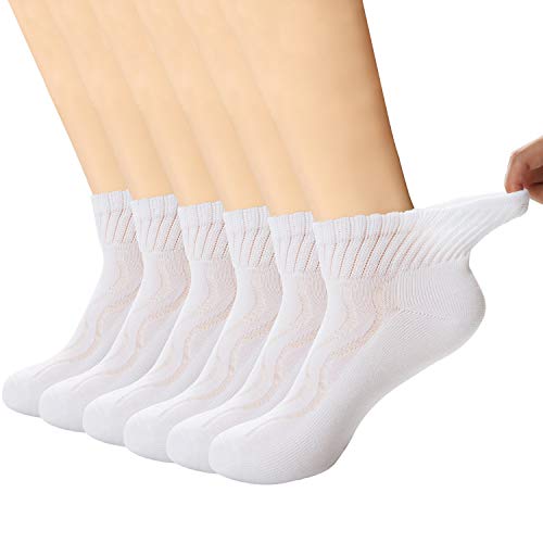 +MD 6 Paar Damen Crew Socken Ultra Soft Viskosesocken Atmungsaktiv Anti-Schweiß Socken Weiß EU39-42