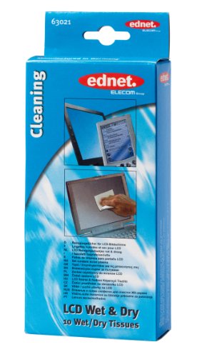 Ednet 10 LCD Screen Cleaner Wet & Dry Tücher, geeignet für alle LCD/TFT Displays
