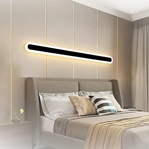 ZTWLEED Lange Wandlampe,48W LED Wandleuchte Inne,120CM Tricolor Beleuchtungsmodus RA≥85 Wohnzimmerlampe,Schwarze Wandleuchte für Wohnzimmer Schlafzimmer Treppe Flur AV220V