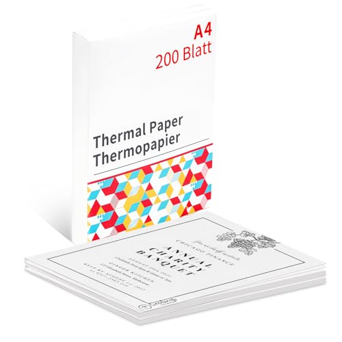 A4 Thermopapier, A4 Thermodrucker papier Kompatibel mit M08F COLORWING Odaro Itari Phomemo Portable Drucker und anderen A4 Format Thermodruckern - 200 Blatt