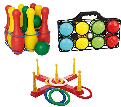 Spiele Set Kinderparty Rolly Toys Kegelspiel Ringwurfspiel Boccia in and Out