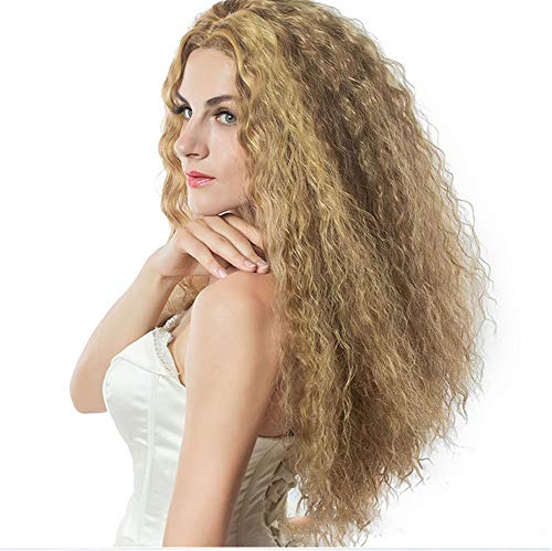 Afro Curly Golden Perücken für Frauen Natürliche Golden Synthetic Hair Hitzebeständige Afro Curly Perücke
