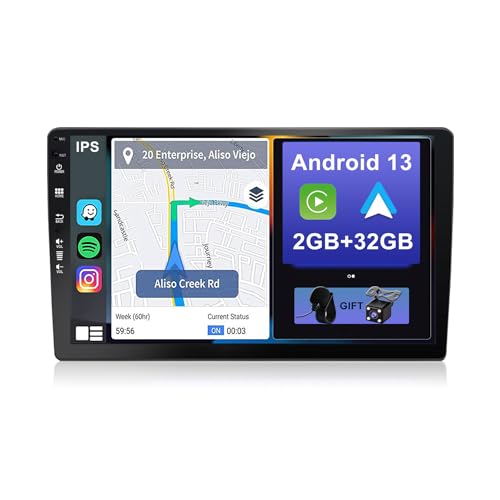 YUNTX 10.1 Zoll Android 13 Autoradio-[Integriertes CarPlay/Android Auto/GPS]-IPS Touchscreen-Kostenlose Kamera-DAB/Lenkradsteuerung/MirrorLink/Bluetooth 5.0/WiFi/USB/4G