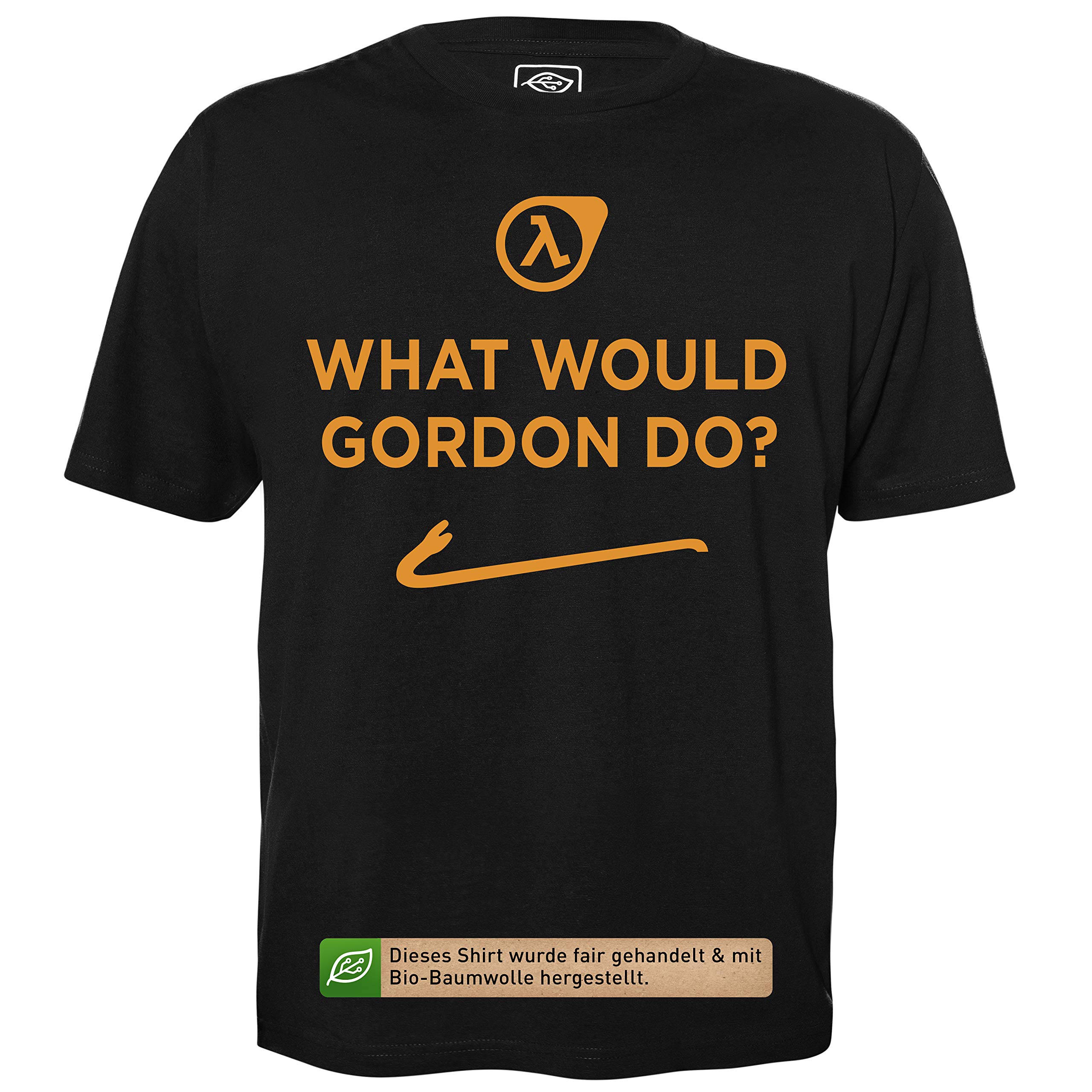 What Would Gordon Do - Herren T-Shirt für Geeks mit Spruch Motiv aus Bio-Baumwolle Kurzarm Rundhals Ausschnitt, Größe XL