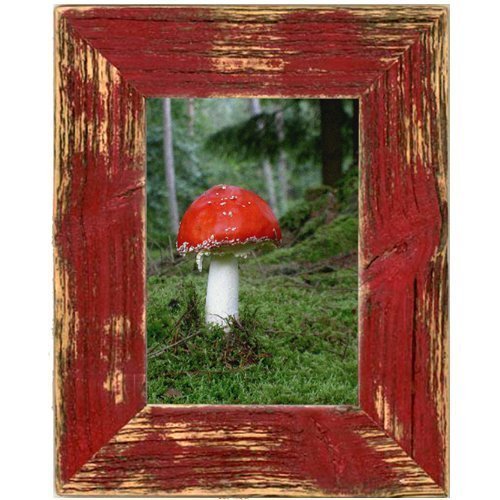 Mein Landhaus Bilderrahmen aus echtem Alt-Holz Stil Vintage, rustikal - handgefertigte Unikate in rot 24X30