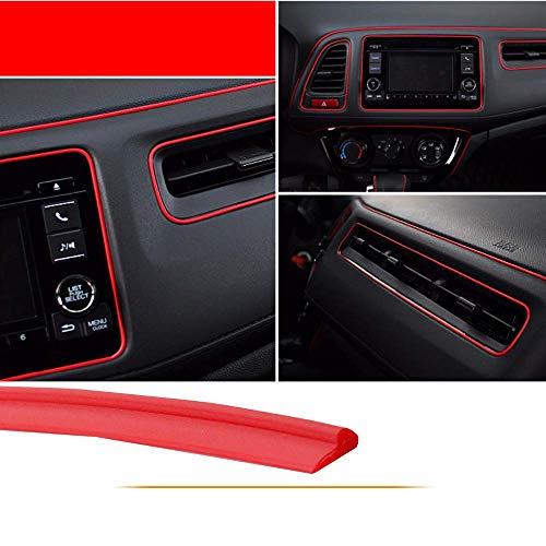 SUNWAN Car Interior Moulding Zierleiste, Universal Decoration Nadelstreifenband 10M Rot ABS 3D Streifen mit Werkzeugrot 5M
