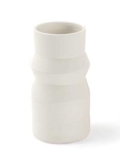 Livlig53 Handgefertigte Vase weiß, Trockenblumenvase, Keramikvase, Dekovase, Tischdeko, Bodenvase, Größe: 20cm