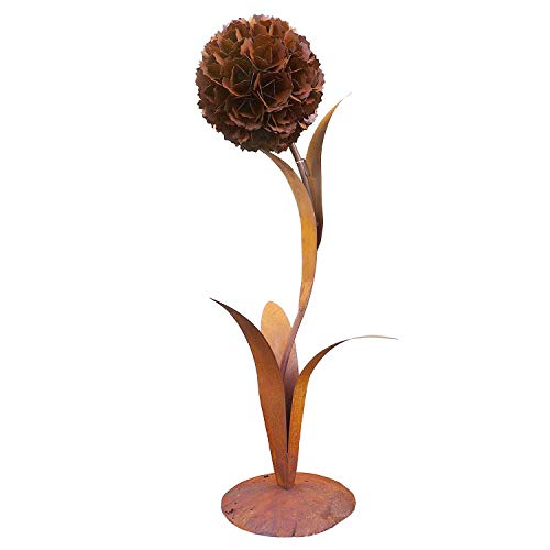 terracotta-toepfe-de Blume ca. 130 cm aus Metall, in Edelrost Optik, Rost Deko für Garten und Wohnung Pusteblume Blüte