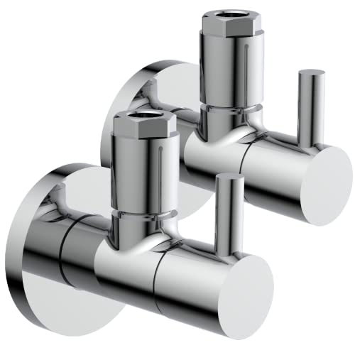 Kirchhoff 98166110-2 Design Universal Eckventil 2er-Set mit Schnellverschluss, Doppelpack Eckregulierventil für Kalt- und Warmwasserleitungen, Chrom