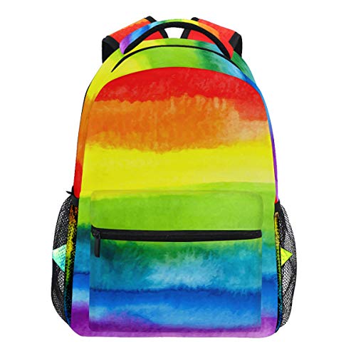 Oarencol Rucksack mit Wasserfarbe, Regenbogenfarben, bunt, Kunst-Rucksack, Tagesrucksack, Reisen, Schule, College, für Damen, Herren, Mädchen und Jungen