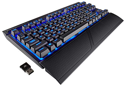 Corsair K63 Kabellose mechanische Gaming-Tastatur, beleuchtete Blaue LED, Cherry MX Rot – leise und linear