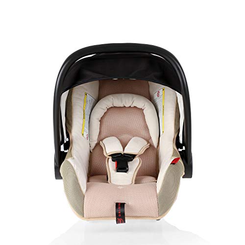 HEYNER Babyschale für Babys Gruppe 0+ Reboarder Autositz mit Sonnenschutz (0-13 Monate / 40-95 cm) (Beige)