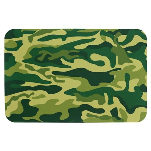 MUOOUM Badematte mit Camouflage-Druck, wasserabsorbierend, rutschfest, für Badezimmer, Bodenmatte, Teppich, kühl, dünn, waschbar, schnell trocknend, für Dusche, Badewanne, Innentür, 50 x 80 cm