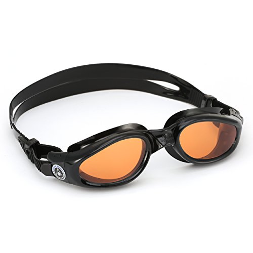 Aqua Sphere Unisex – Erwachsene Kaiman Schwimmbrille, Orangene Gläser - Schwarz, One Size