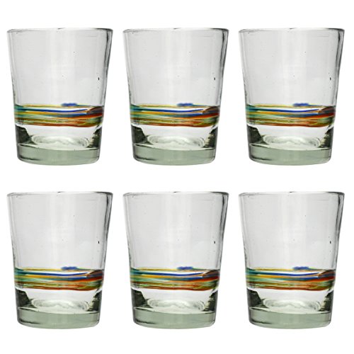 Tumia LAC Italienisches Glas -Verschiedenfarbiger Streifen - Set aus 6 Gläsern