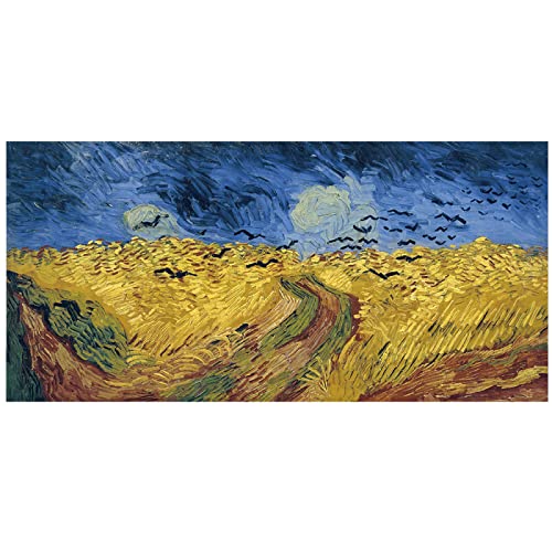 Berühmte Kunstdrucke Van Goghs Weizenfelder Und Krähen Poster Und Drucke Leinwand Malerei Wandkunst Bild Wohnzimmer Wohnkultur,Wg058,60X120 Cm Ohne Rahmen
