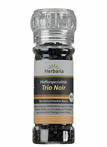 Herbaria "Trio Noir" Pfeffer schwarz, 1er Pack (1 x 50 g Glasmühle) - Bio