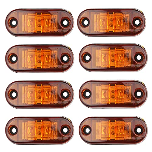 Etomvoop 8 x LED-Seitenmarkierungsleuchten, wasserdichte Blinker, Positions-Seitenleuchten für Anhänger, Van, Wohnwagen, LKW, Boote (Gelb)
