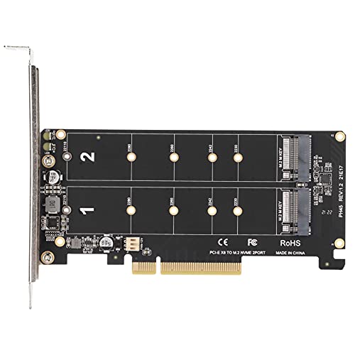 Annadue Dual M.2 SSD auf PCIe Express X8 Adapterkarte, Unterstützt M-Key NVME SSD oder M.2 PCIE, Festplattenkonverter-Lesegerät Erweiterungskarte(ph45)