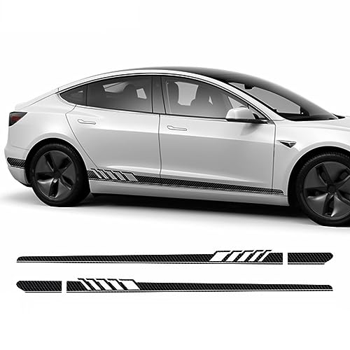 Auto Seitenstreifen Seitenaufkleber Aufkleber Grafiken,für Tesla Model 3 2017-2022,Autotür Seitenschweller Aufkleber Body Decor Styling Decals,A-Black