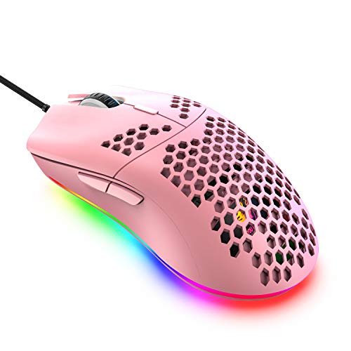 Leichte Gaming-Maus, 26 Arten von Mäusen mit RGB-Hintergrundbeleuchtung, PixArt 3325 12000 DPI, 7 programmierbare Tasten Ultraleichte Wabenschalen-USB-Maus oder PC-Gamer sowie Xbox- und PS4-Benutzer
