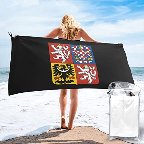 AOOEDM Nationales Emblem der Tschechischen Republik, Mikrofaser-Strandtuch, schnell trocknend, übergroße Handtücher, Decke für Reisen, Pool-Camping